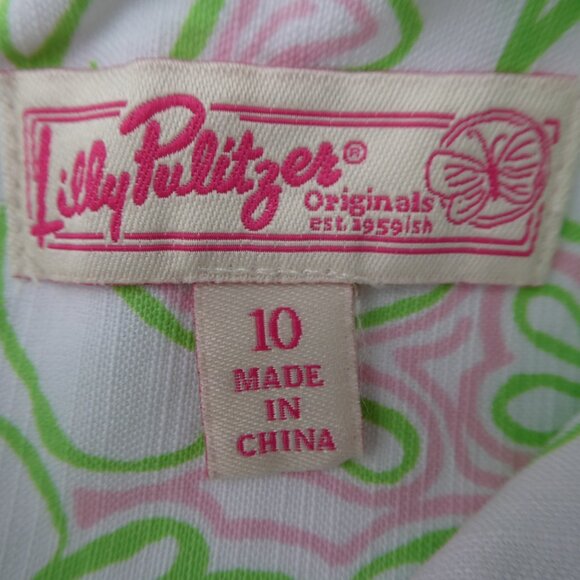 Lilly Pulitzer Originals Girls Shift Dress Green Pink Lilly Pad Hidden Frogs 10 - Picture 7 of 9